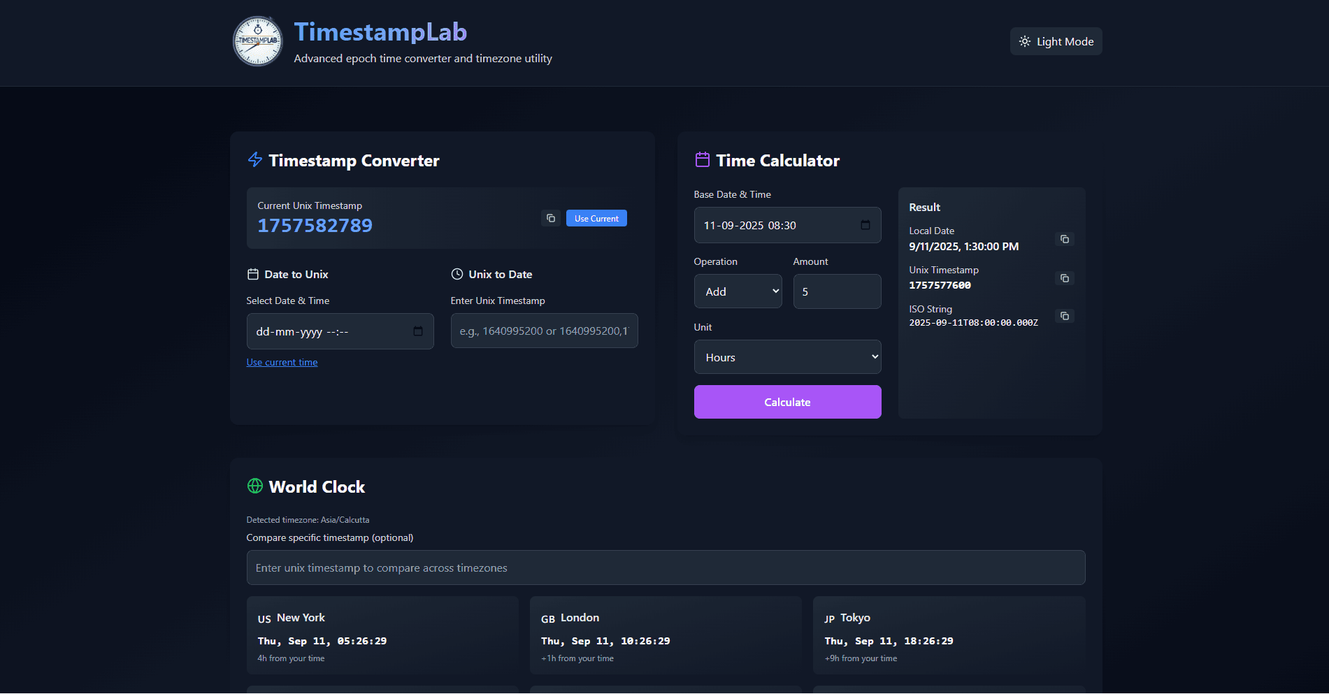 Timestamp Lab screenshot